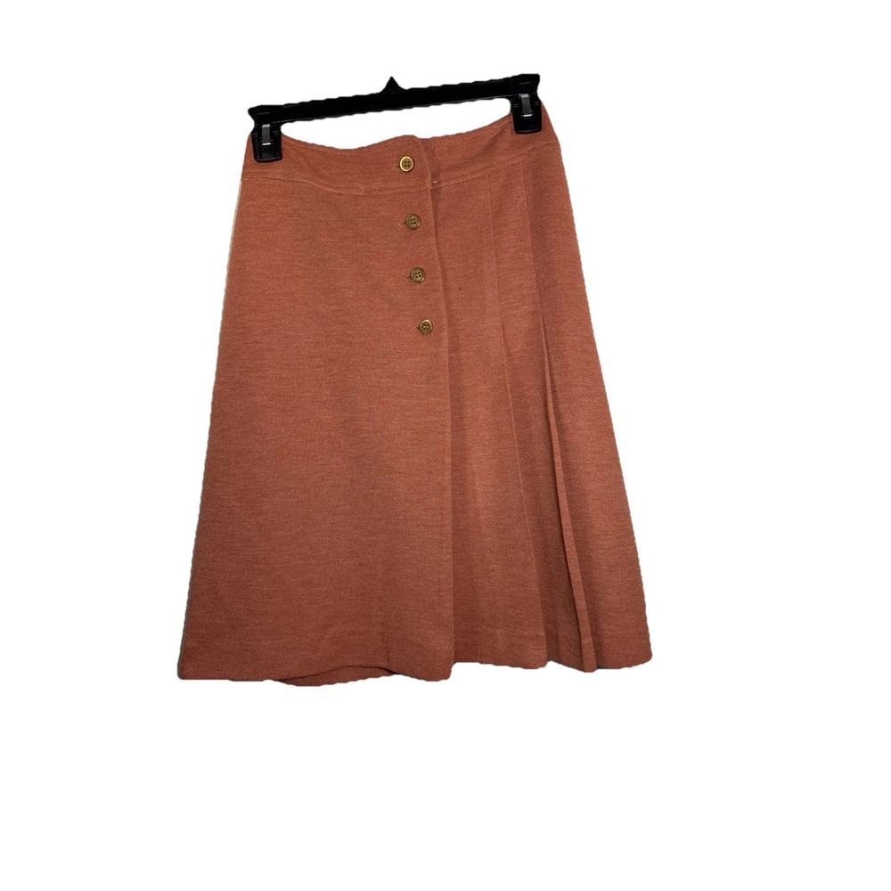 Totally Vintage Sears Skirt Women/Teen Sz SM. Rust 1/2 Front Pleats Hip Fit.
